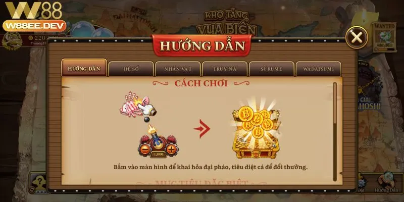 Các tính năng nổi bật của kho báu đại hành trình W88